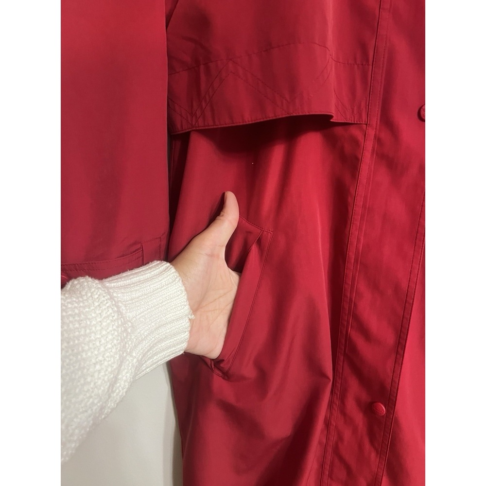 L L Bean Vintage Womens Medium Full Length Lightweight Rain Trench Coat Red - Picture 3 of 8